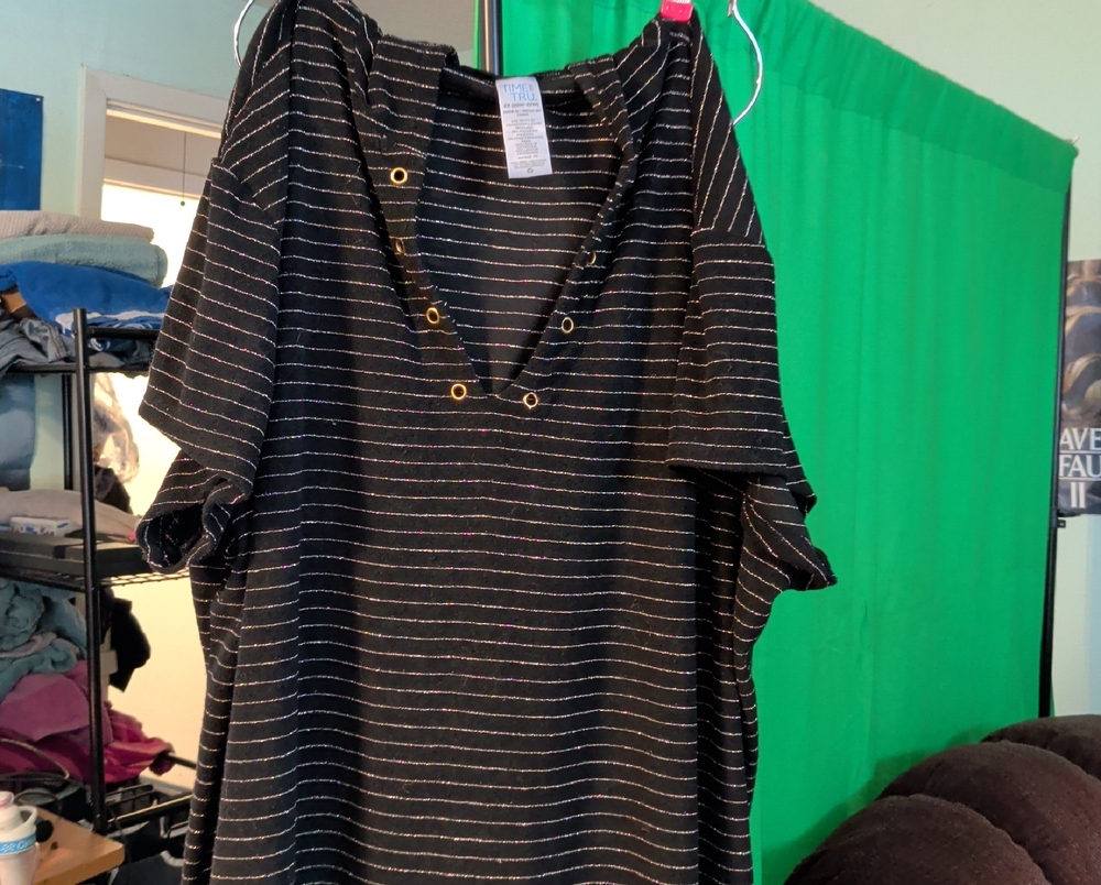 Time and Tru Black Striped Midi Dress